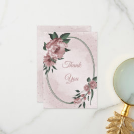 Tarjeta De Agradecimiento flores rosadas bonitas botánica boda