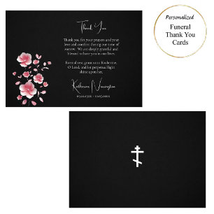 Tarjeta De Agradecimiento Flores rosadas de fachada abierta Funeral Cristian