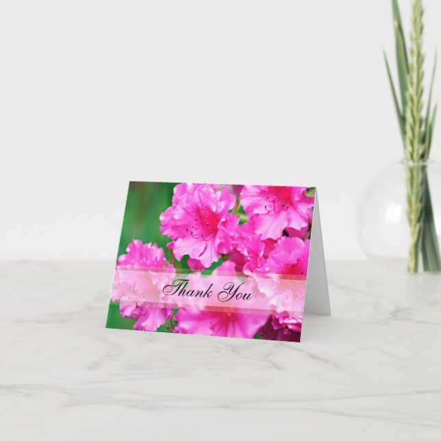 Tarjeta De Agradecimiento Flores rosadas de rododendros Gracias (Anverso)