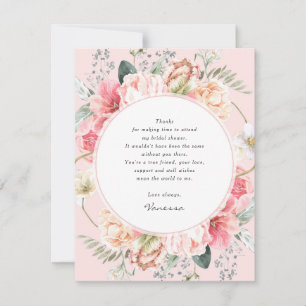 Tarjeta De Agradecimiento flores rosadas elegantes de botanica floral