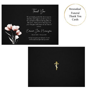 Tarjeta De Agradecimiento Flores rosadas etéreas claras Funeral Ortodoxo