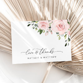 Tarjeta De Agradecimiento Flores Rosadas, Flores Rosas, Verdor, Boda