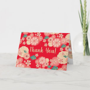 Tarjeta De Agradecimiento Flores rosadas hermosas del jardín de los