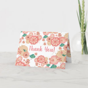 Tarjeta De Agradecimiento Flores rosadas hermosas del jardín de los
