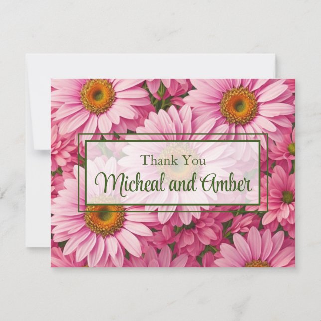 Tarjeta De Agradecimiento Flores rosadas rosadas florales de primavera rosad (Anverso)