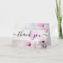 Flores Rosadas Simples Personalizadas de Agradecim
