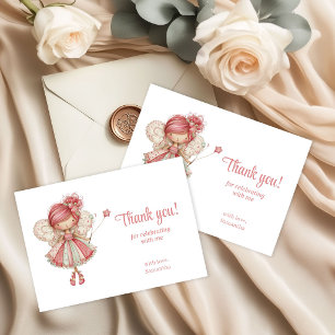 Tarjeta De Agradecimiento Flores rosadas sonrojadas de hadas caprichosas Cum