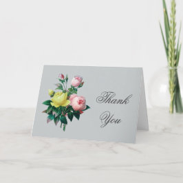 Tarjeta De Agradecimiento flores rosadas y amarillas rosadas vintage gracias