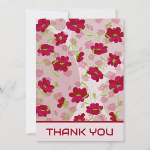 Tarjeta De Agradecimiento Flores rosadas y rojas - Floral