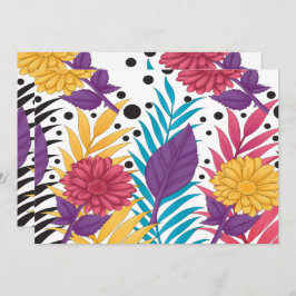 Tarjeta De Agradecimiento Flores rosadas y violetas cortadas con pétalos int