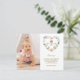 Tarjeta De Agradecimiento Flores rosas, Chica de flores de guerra, comunión 