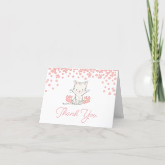 Tarjeta De Agradecimiento Flores rosas Kitten Chica Baby Shower