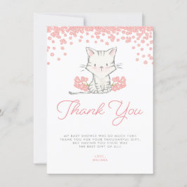 Tarjeta De Agradecimiento Flores rosas Kitten Chica Baby Shower