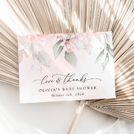 Tarjeta De Agradecimiento Flores Rubor, flores rosadas, Boho, Baby Shower