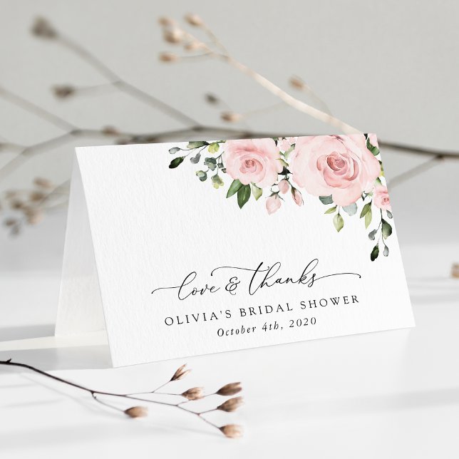 Tarjeta De Agradecimiento Flores Rubor, flores rosas, boho, ducha de novias (Subido por el creador)