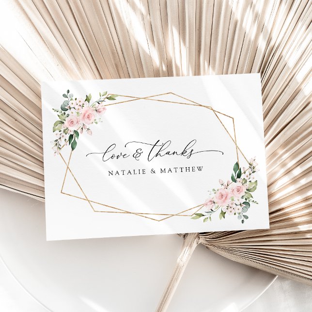 Tarjeta De Agradecimiento Flores Rubor, flores rosas, vegetación, Boda (Subido por el creador)