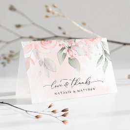 Tarjeta De Agradecimiento Flores Rubor, flores rosas, vegetación, Boda