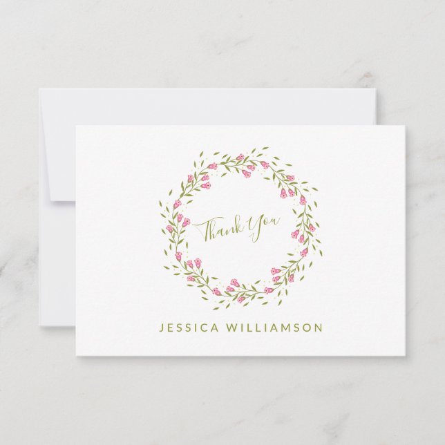 Tarjeta De Agradecimiento Flores rusticas de jardín rosado Personalizado duc (Anverso)