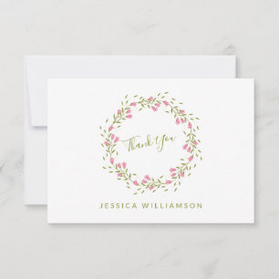 Tarjeta De Agradecimiento Flores rusticas de jardín rosado Personalizado duc