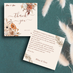 Tarjeta De Agradecimiento Flores rústicas de otoño bohemio caprichosas