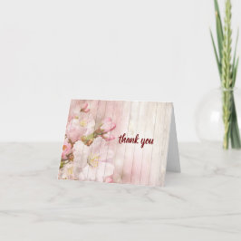 Tarjeta De Agradecimiento Flores Rústicas | Flor de Cerezo Rosa