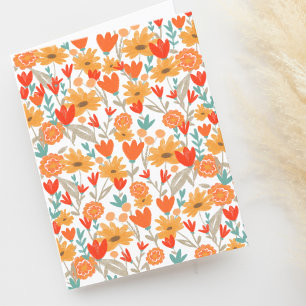 Tarjeta De Agradecimiento Flores salvajes cúrcules dibujando en blanco