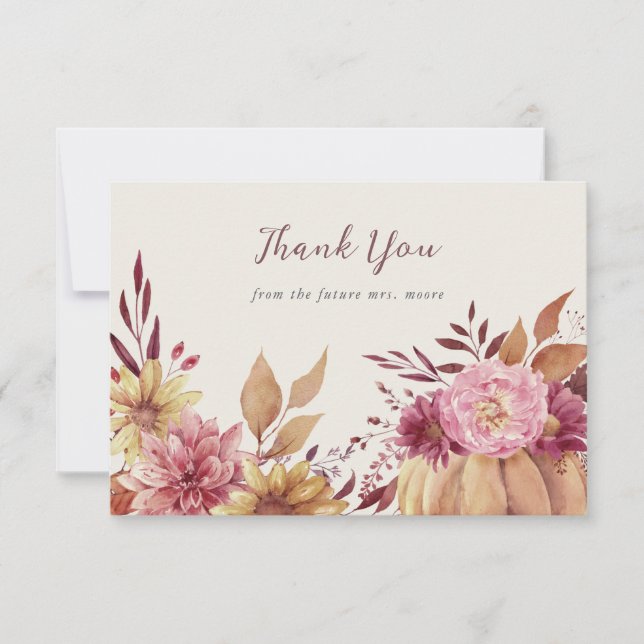 Tarjeta De Agradecimiento Flores salvajes de calabaza y otoño planas (Anverso)