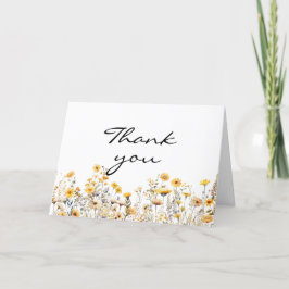 Tarjeta De Agradecimiento Flores salvajes de la pradera amarilla blanca