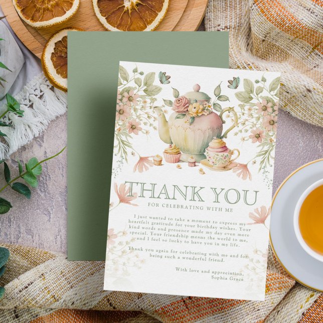 Tarjeta De Agradecimiento Flores salvajes de tetera y té cumpleaños (Subido por el creador)
