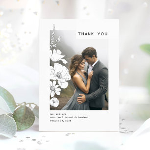 Tarjeta De Agradecimiento Flores salvajes Elegante Boda moderno Gracias Foto
