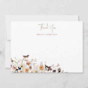 Tarjeta De Agradecimiento Flores salvajes en otoño planas Baby Shower