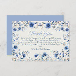 Tarjeta De Agradecimiento Flores salvajes oscuras y agitadas azul Baby Showe