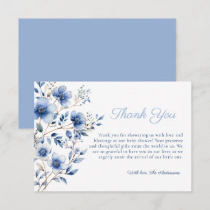 Tarjeta De Agradecimiento Flores salvajes oscuras y agitadas azul Baby Showe
