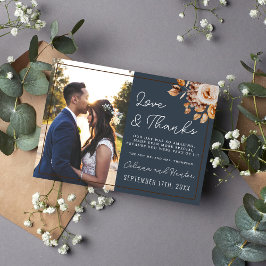 Tarjeta De Agradecimiento Flores Secas De Otoño Floral Vintage Gracias