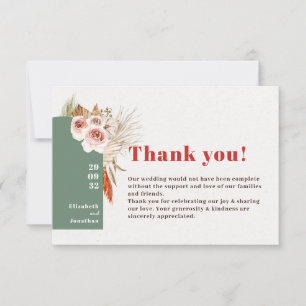 Tarjeta De Agradecimiento Flores secas del desierto de Boho tonos tierra