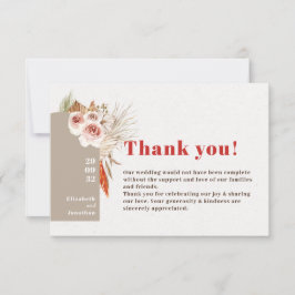 Tarjeta De Agradecimiento Flores secas del desierto de Boho tonos tierra arc