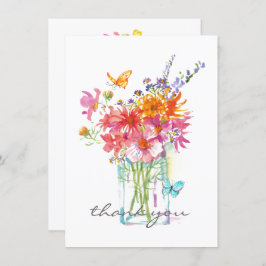 Tarjeta De Agradecimiento Flores silvestres acuarela en grano Vase Flat Grac