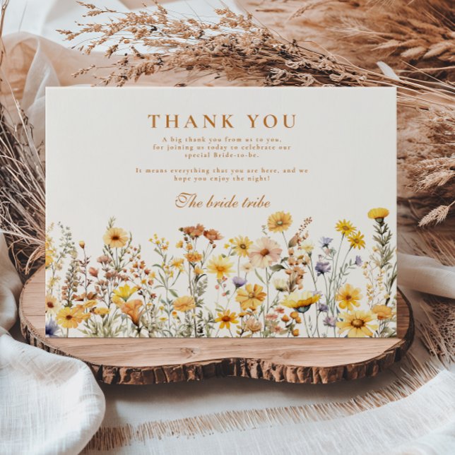Tarjeta De Agradecimiento Flores silvestres amarillas y duchas mareales (Subido por el creador)