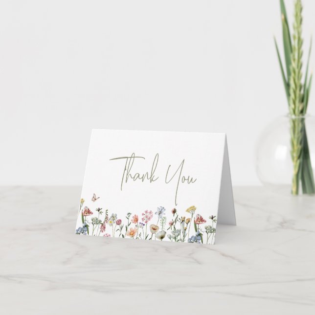 Tarjeta De Agradecimiento Flores silvestres Baby Shower plegado (Anverso)