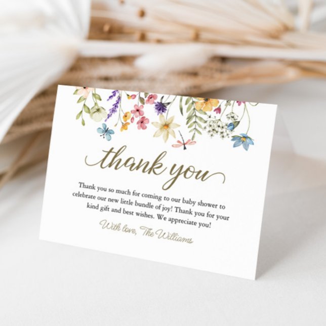 Tarjeta De Agradecimiento Flores silvestres bebé en Baby Shower en Bloom (Baby In Bloom Thank You Cards)