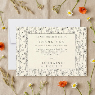 Tarjeta De Agradecimiento Flores silvestres blandas boda de patrones sin sol