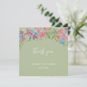 Tarjeta De Agradecimiento Flores silvestres boho artísticas acuarela pintada