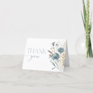 Tarjeta De Agradecimiento Flores silvestres boho azul polvoriento