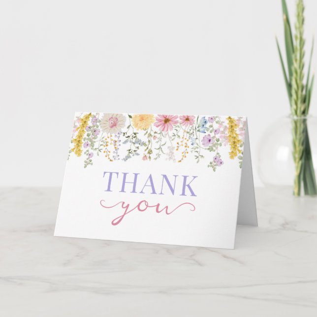Tarjeta De Agradecimiento Flores silvestres bonitas de primavera en flor (Anverso)