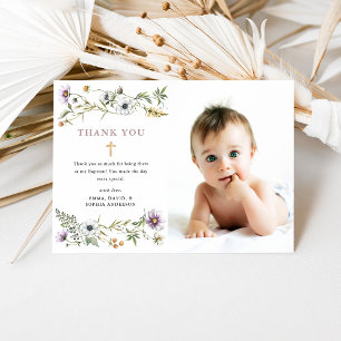 Tarjeta De Agradecimiento Flores silvestres botánicas   Elegante foto de bau