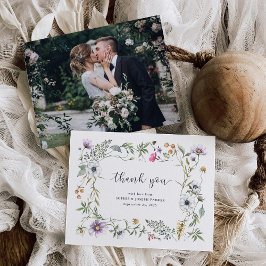 Tarjeta De Agradecimiento Flores silvestres botánicas | Elegante foto de bod