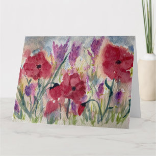 Tarjeta De Agradecimiento Flores silvestres con amapolas