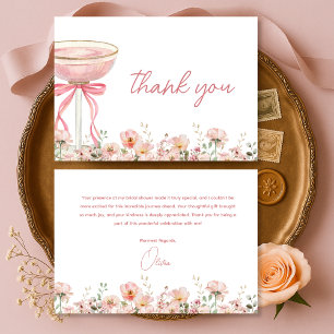 Tarjeta De Agradecimiento Flores silvestres con lazo rosa Despedida de solte
