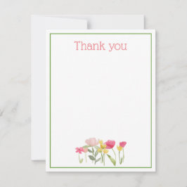 Tarjeta De Agradecimiento Flores Silvestres de Acuarela