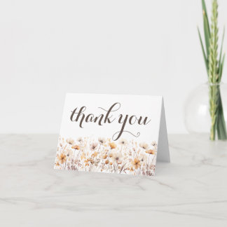 Tarjeta De Agradecimiento Flores silvestres de acuarela de otoño